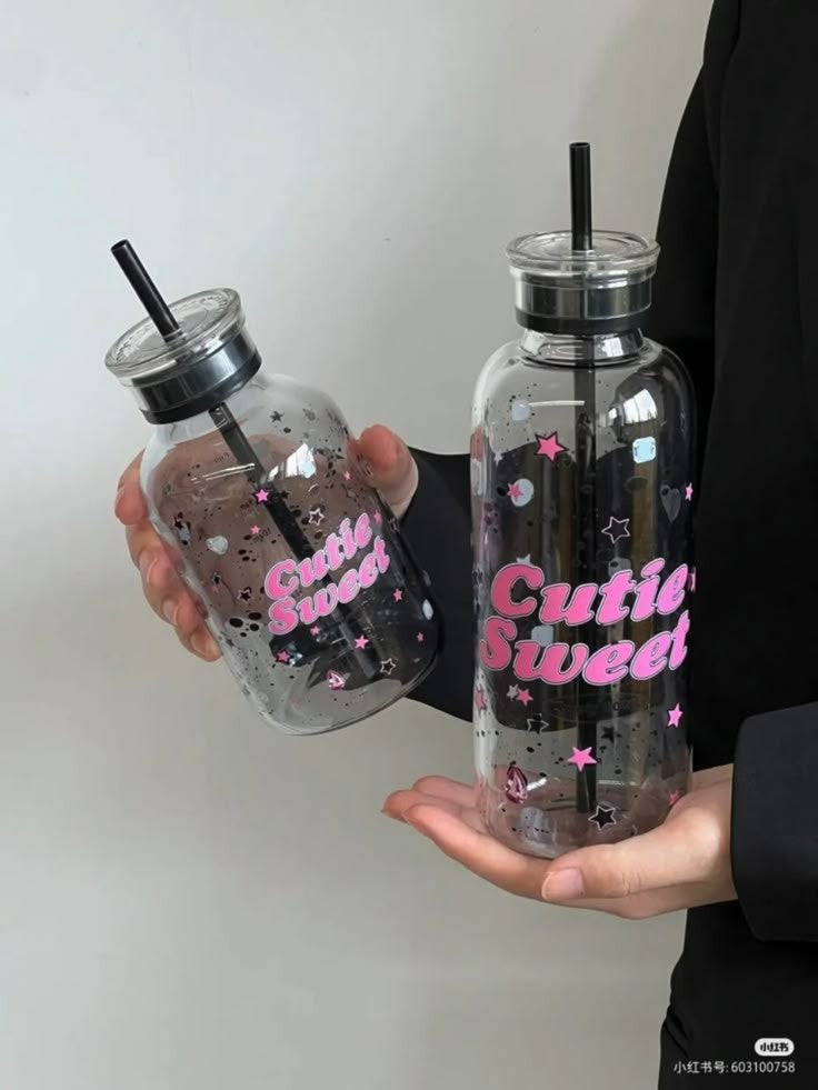 Transparent glass water bottle customizable