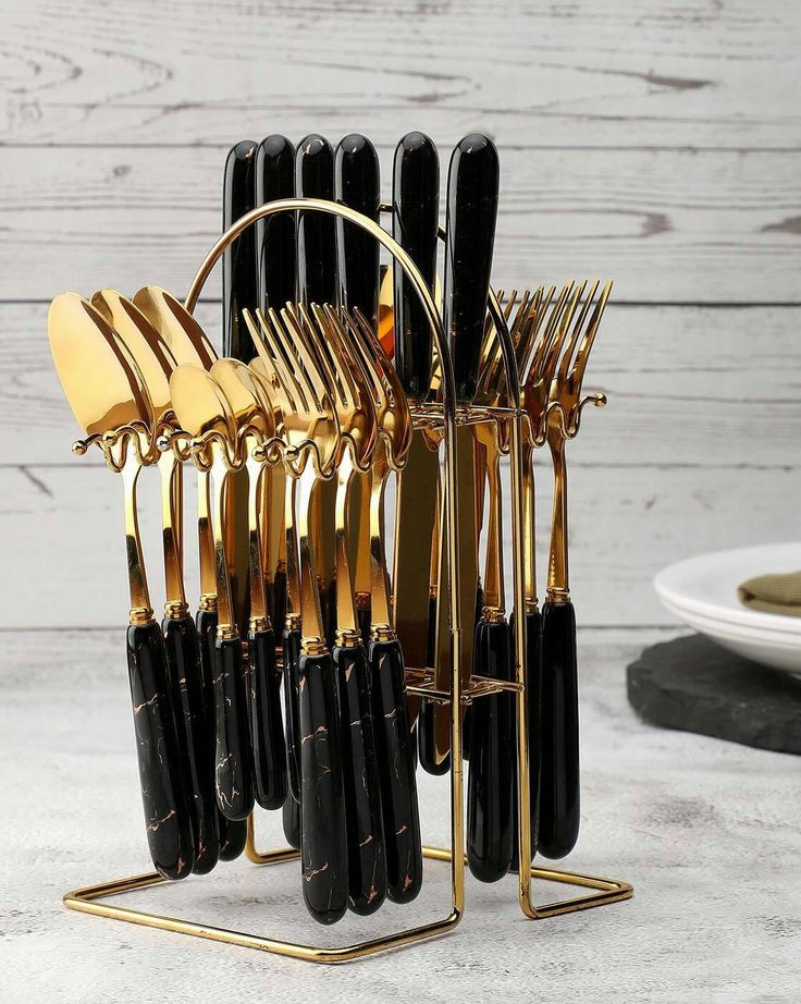 24 piece ceramic handle cutlery set