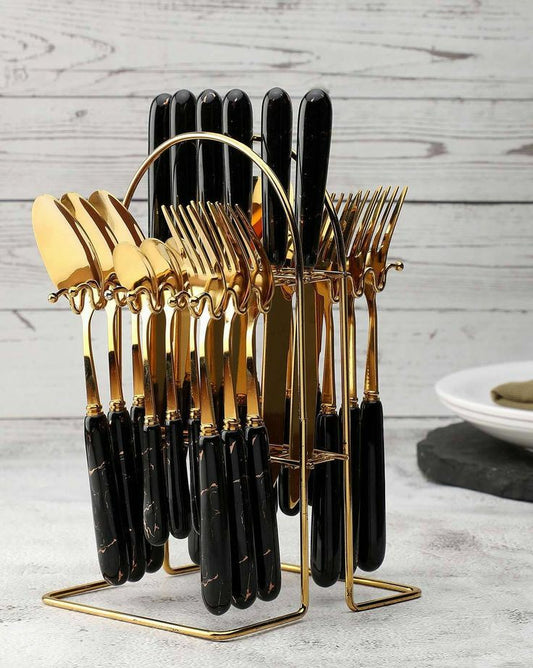 24 piece ceramic handle cutlery set