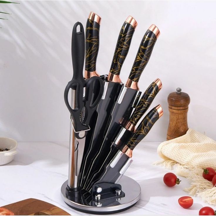 9 piece marble patter knife set