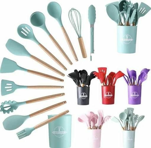 12 piece Silicone kitchen utensils set with holder