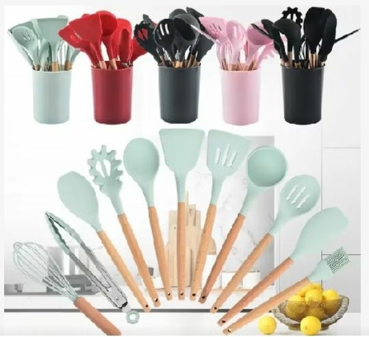 12 piece Silicone kitchen utensils set with holder