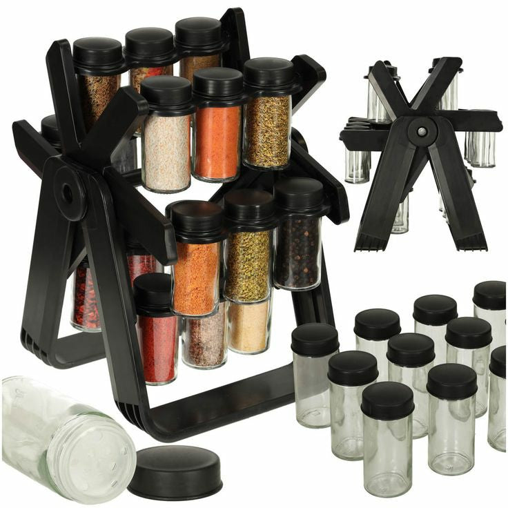 18 jar rotating spice kitchen storage and spice rack