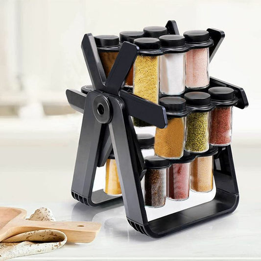 18 jar rotating spice kitchen storage and spice rack