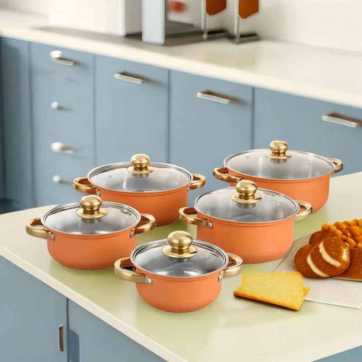 5 piece Serving pot and kitchen cookware set